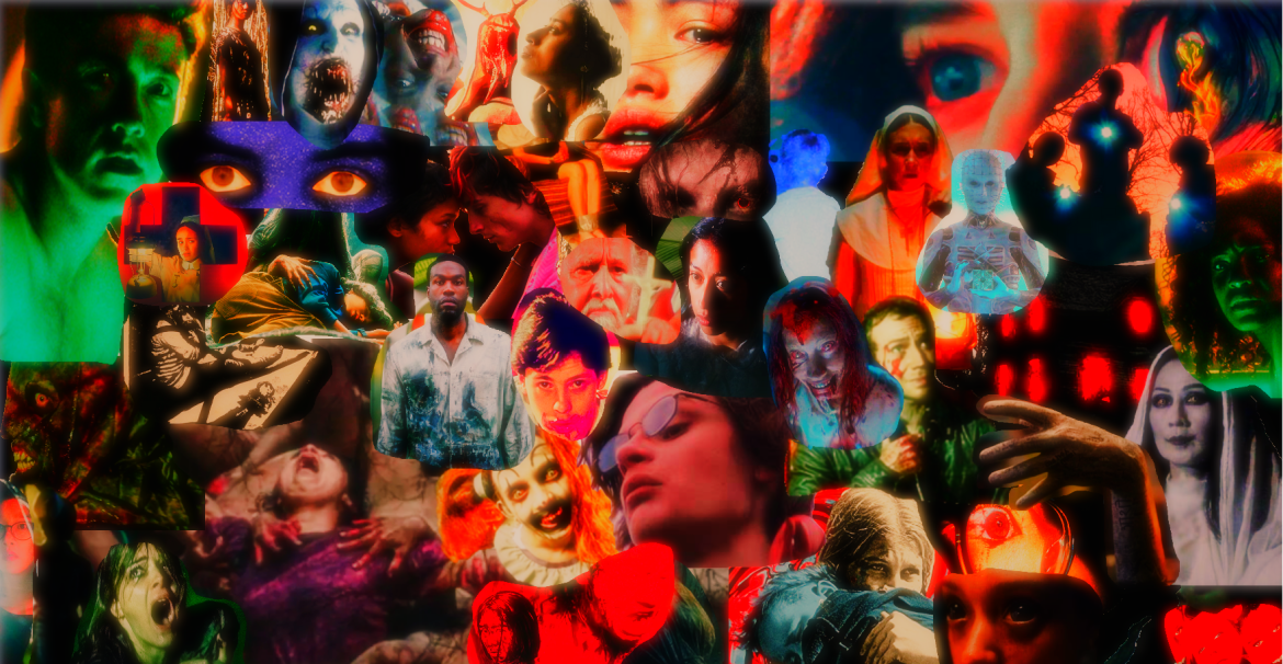 Image: collage of horror movie characters and scenes